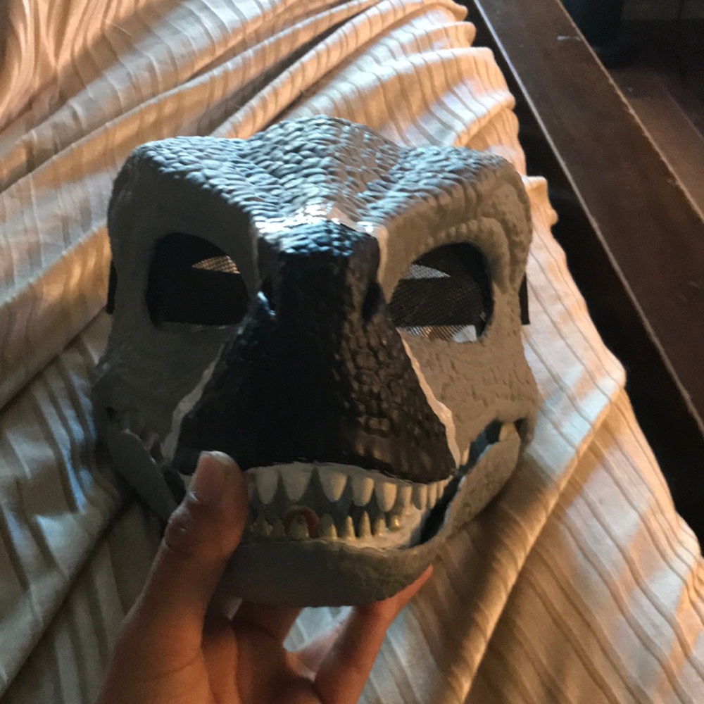 Dino mask) Grey silver and white ) Enzo ) female)